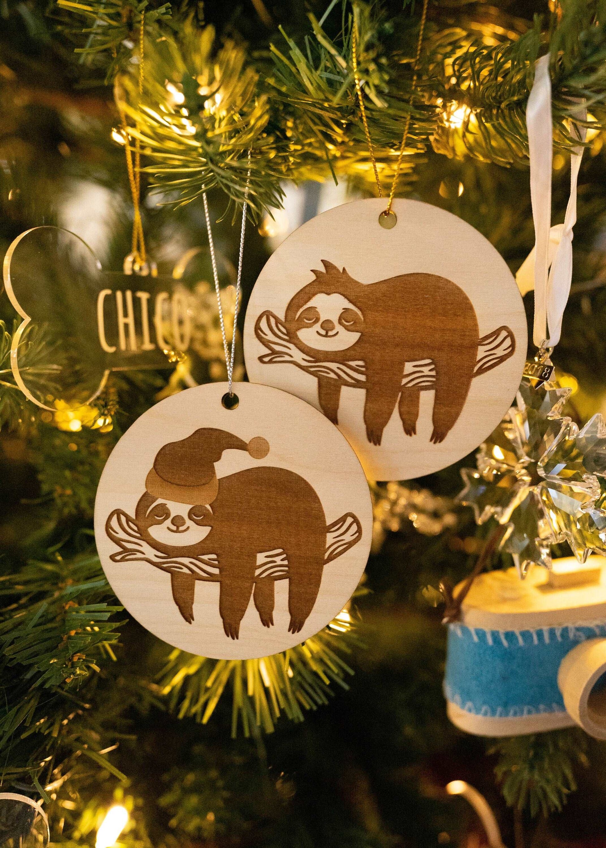 sloth christmas ornament